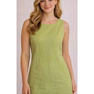 Jessica London Vintage Linen lime green shift dress 6